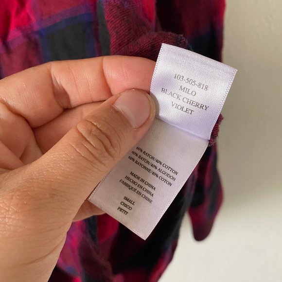 Rails Womens Shirt Plaid Size S Milo Black Cherry Violet Long Sleeve Casual Top - Picture 7 of 12